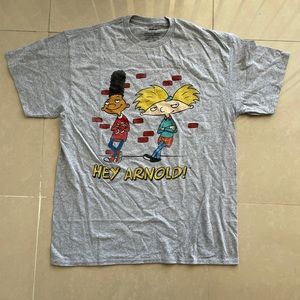 Nickelodeon 2017 Hey Arnold & Gerald Gray Adult Short Sleeve T-Shirt NEW No Tag